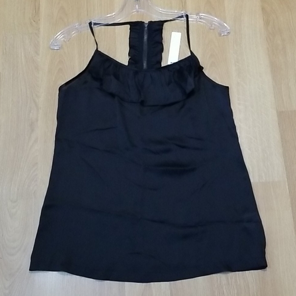 Costa blanca black front ruffle satin tank large - Picture 6 of 8